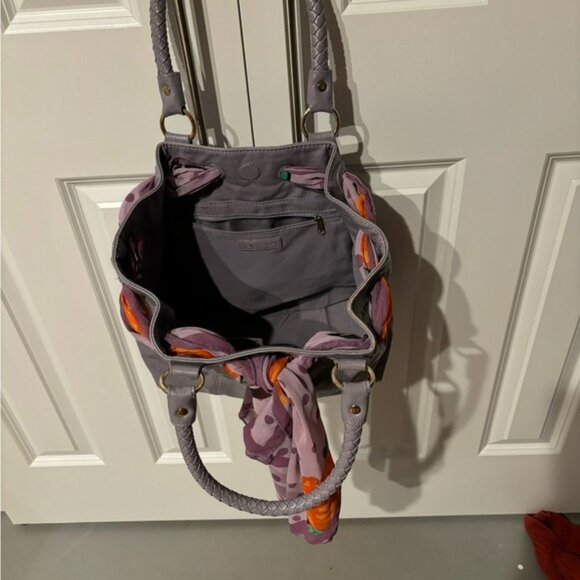 ALDO Mauve Rope Strap Style Soft Handbag with Scarf - Picture 7 of 14